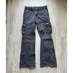 Ditch LA Pants Jeans Men’s Size 32x33 Black Baggy Cargo Pocket Oversized